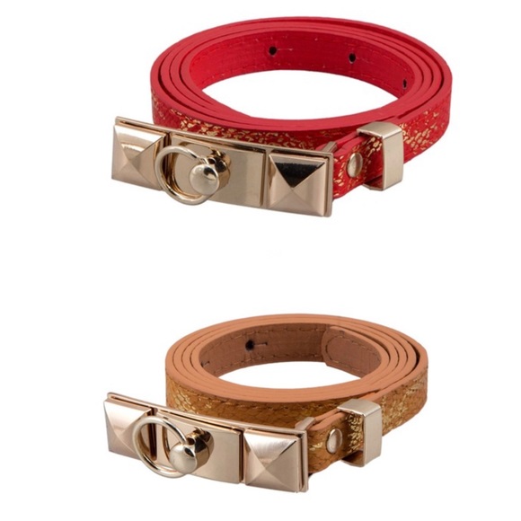 •Locked & Studded• Skinny Accent Belt - Picture 2 of 4